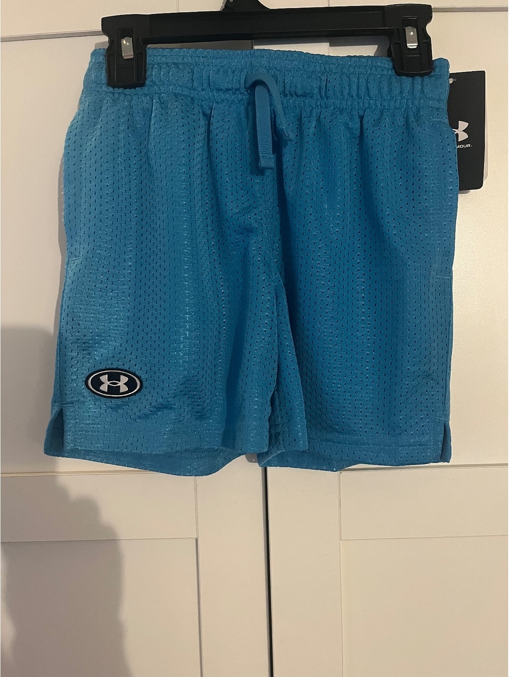Under Armour Boys' Blue Mesh Athletic Shorts with Drawstring Waist